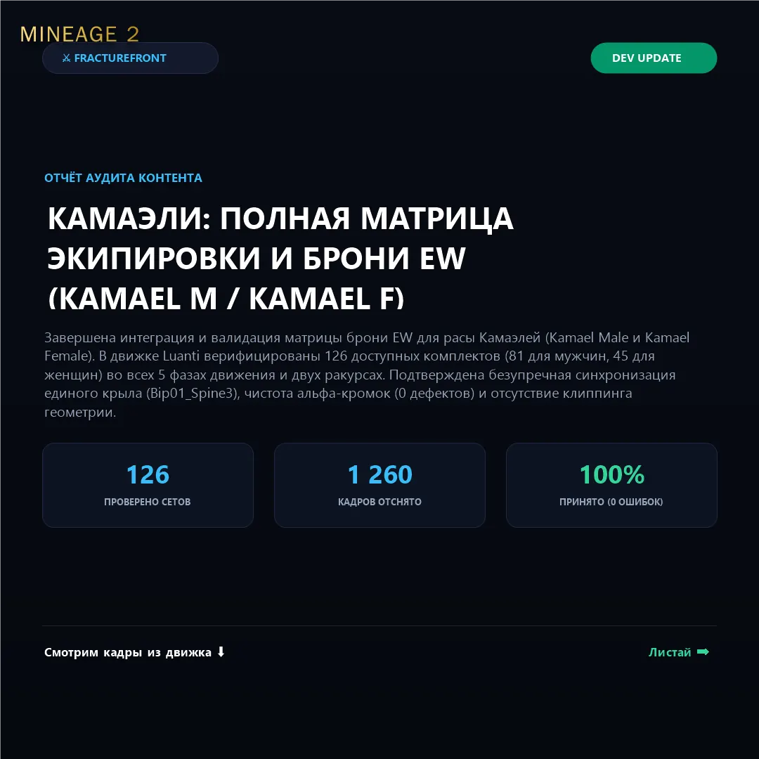 Камаэли получили полную матрицу брони EW — изображение 1